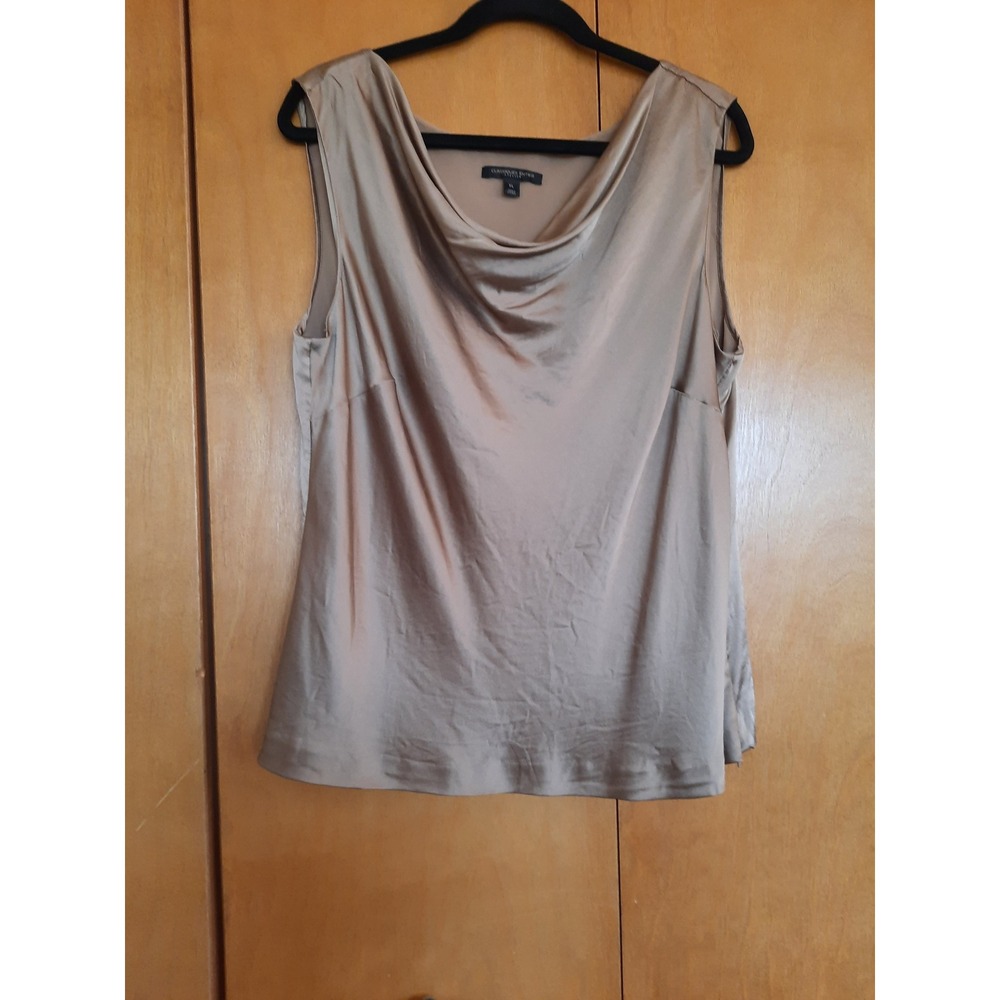 Classiques Entier Atelier Silk Cowl Neck Blouse Champagne Taupe Sleeveless XL